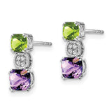 14k White Gold Peridot/Amethyst/Diamond Earrings-WBC-EM7130-PE/AM-003-WA