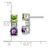 14k White Gold Peridot/Amethyst/Diamond Earrings-WBC-EM7130-PE/AM-003-WA