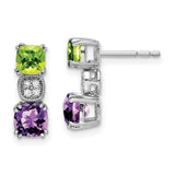 14k White Gold Peridot/Amethyst/Diamond Earrings-WBC-EM7130-PE/AM-003-WA