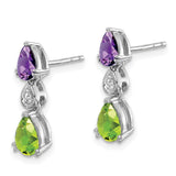 14k White Gold Amethyst/Peridot/Diamond Earrings-WBC-EM7131-AM/PE-002-WA