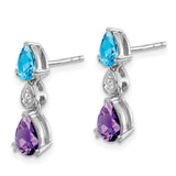 14k White Gold Blue Topaz/Amethyst/Diamond Earrings-WBC-EM7131-BT/AM-002-WA