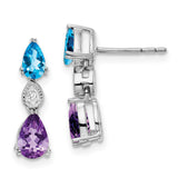 14k White Gold Blue Topaz/Amethyst/Diamond Earrings-WBC-EM7131-BT/AM-002-WA