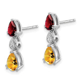 14k White Gold Garnet/Citrine/Diamond Earrings-WBC-EM7131-GA/CI-002-WA