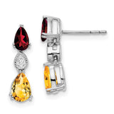 14k White Gold Garnet/Citrine/Diamond Earrings-WBC-EM7131-GA/CI-002-WA