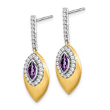 14k Two-tone Amethyst and Diamond Dangle Earrings-WBC-EM7132-AM-031-YWA