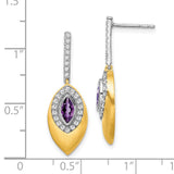 14k Two-tone Amethyst and Diamond Dangle Earrings-WBC-EM7132-AM-031-YWA