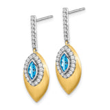 14k Two-tone Blue Topaz and Diamond Dangle Earrings-WBC-EM7132-BT-031-YWA