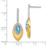 14k Two-tone Blue Topaz and Diamond Dangle Earrings-WBC-EM7132-BT-031-YWA