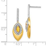 14k Two-tone Citrine and Diamond Dangle Earrings-WBC-EM7132-CI-031-YWA