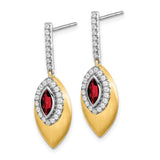 14k Two-tone Garnet and Diamond Dangle Earrings-WBC-EM7132-GA-031-YWA