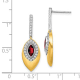 14k Two-tone Garnet and Diamond Dangle Earrings-WBC-EM7132-GA-031-YWA