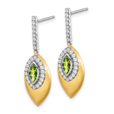 14k Two-tone Peridot and Diamond Dangle Earrings-WBC-EM7132-PE-031-YWA