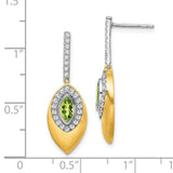 14k Two-tone Peridot and Diamond Dangle Earrings-WBC-EM7132-PE-031-YWA