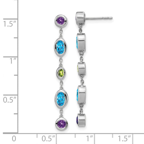 14k White Gold Amethyst/Blue Topaz/Peridot Dangle Earrings-WBC-EM7133-AM/BT/PE-W