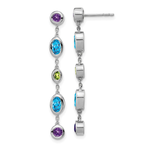 14k White Gold Amethyst/Blue Topaz/Peridot Dangle Earrings-WBC-EM7133-AM/BT/PE-W