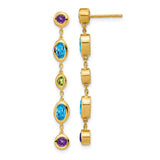 14k Amethyst/Blue Topaz/Peridot Dangle Earrings-WBC-EM7133-AM/BT/PE-Y