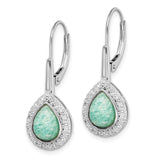 14k White Gold Pear Amazonite and Diamond Leverback Earrings-WBC-EM7136-AZ-019-WA