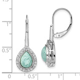 14k White Gold Pear Amazonite and Diamond Leverback Earrings-WBC-EM7136-AZ-019-WA