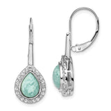 14k White Gold Pear Amazonite and Diamond Leverback Earrings-WBC-EM7136-AZ-019-WA