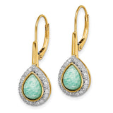 14k Pear Amazonite and Diamond Leverback Earrings-WBC-EM7136-AZ-019-YA