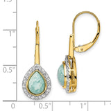 14k Pear Amazonite and Diamond Leverback Earrings-WBC-EM7136-AZ-019-YA