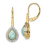 14k Pear Amazonite and Diamond Leverback Earrings-WBC-EM7136-AZ-019-YA