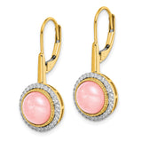 14k Rose Quartz and Diamond Leverback Earrings-WBC-EM7137-OP-025-YA