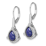 14k White Gold Pear Lapis and Diamond Leverback Earrings-WBC-EM7138-LP-014-WA