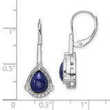 14k White Gold Pear Lapis and Diamond Leverback Earrings-WBC-EM7138-LP-014-WA