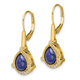 14k Pear Lapis and Diamond Leverback Earrings-WBC-EM7138-LP-014-YA