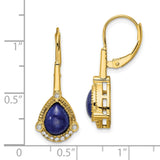 14k Pear Lapis and Diamond Leverback Earrings-WBC-EM7138-LP-014-YA