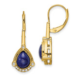 14k Pear Lapis and Diamond Leverback Earrings-WBC-EM7138-LP-014-YA