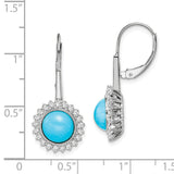 14k White Gold Turquoise and Diamond Leverback Earrings-WBC-EM7139-BTQ-063-WA