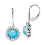 14k White Gold Turquoise and Diamond Leverback Earrings-WBC-EM7139-BTQ-063-WA