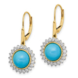 14k Turquoise and Diamond Leverback Earrings-WBC-EM7139-BTQ-063-YA