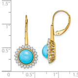 14k Turquoise and Diamond Leverback Earrings-WBC-EM7139-BTQ-063-YA