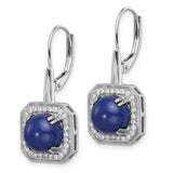 14k White Gold Lapis and Diamond Leverback Earrings-WBC-EM7140-LP-028-WA