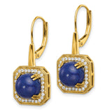 14k Lapis and Diamond Leverback Earrings-WBC-EM7140-LP-028-YA