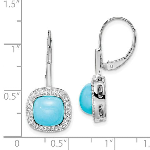 14k White Gold Turquoise and Diamond Leverback Earrings-WBC-EM7141-BTQ-026-WA