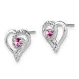 14k White Gold Pink Sapphire and Diamond Heart Earrings-WBC-EM7173-PS-002-WA