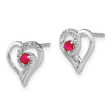 14k White Gold Ruby and Diamond Heart Earrings-WBC-EM7173-RU-002-WA