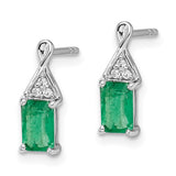 14k White Gold Emerald and Diamond Earrings-WBC-EM7187-EM-004-WA