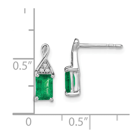 14k White Gold Emerald and Diamond Earrings-WBC-EM7187-EM-004-WA