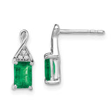 14k White Gold Emerald and Diamond Earrings-WBC-EM7187-EM-004-WA