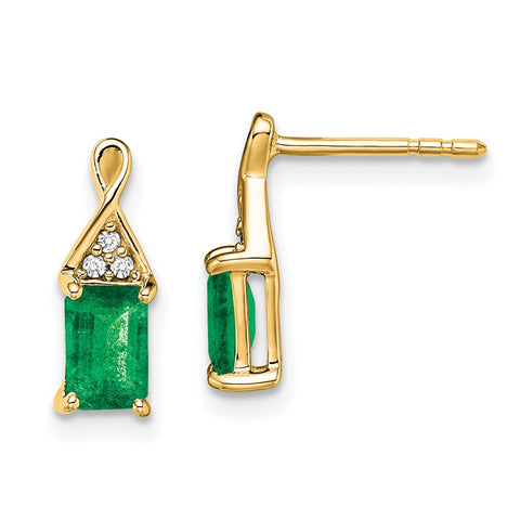 14k Emerald and Diamond Earrings-WBC-EM7187-EM-004-YA