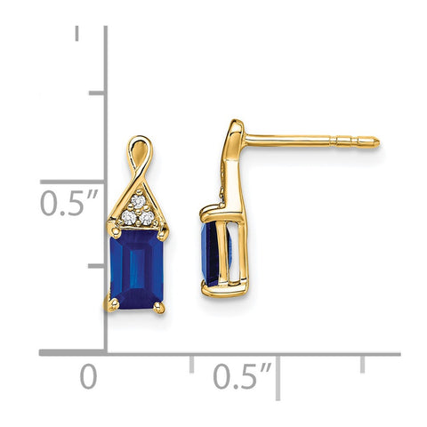 14k Sapphire and Diamond Earrings-WBC-EM7187-SA-004-YA