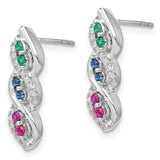 14k White Gold  Ruby/Sapphire/Emerald/Diamond Earrings-WBC-EM7190-019-WA