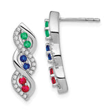 14k White Gold  Ruby/Sapphire/Emerald/Diamond Earrings-WBC-EM7190-019-WA