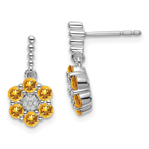 14k White Gold Citrine and Diamond Earrings-WBC-EM7191-CI-004-WA