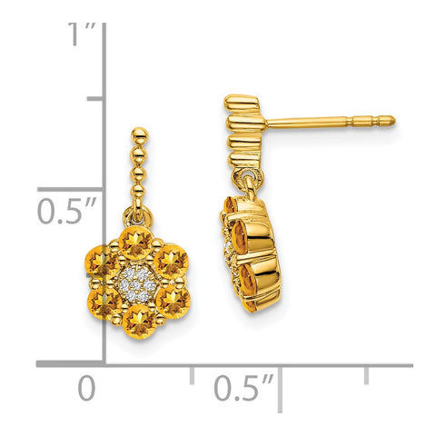 14k Citrine and Diamond Earrings-WBC-EM7191-CI-004-YA